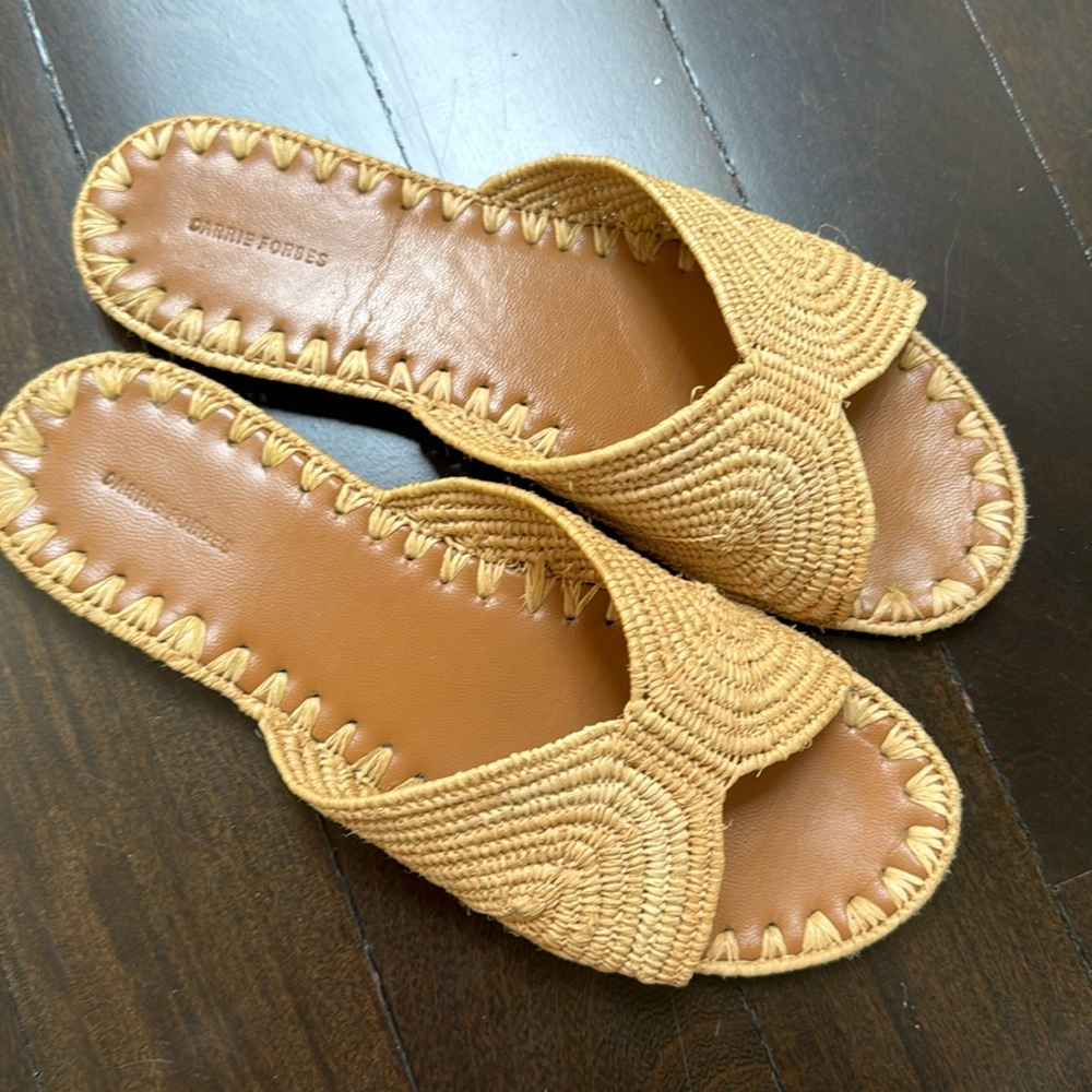 Carrie Forbes Raffia Slide Sandals, Size 39